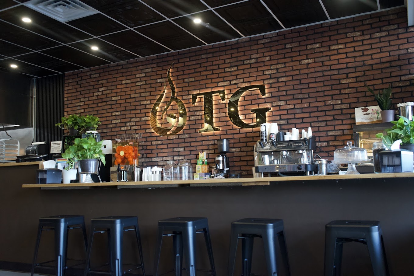 OTG counter and brick wall interior