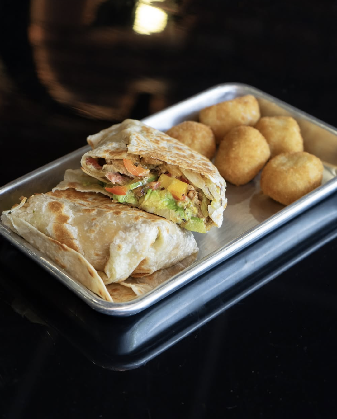 Steak wrap and yuca bites